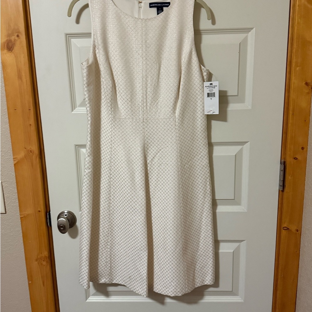 American Living Cream Textured Midi Dress